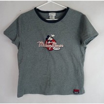 Walt Disney World Embroidered Mickey Mouse Since 1928 Gray T-Shirt Size Large - $14.54
