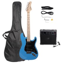 New Sky Blue Electric Guitar+Amp+ Bag/Case+ Strap+ Connecting Wire+Spanner Tool - £131.34 GBP