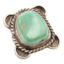 925 Sterling Silver Vintage Pendant NAVAJO Turquoise Rope Edge Charm  PT... - $66.15