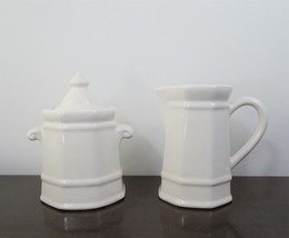 Pfaltzgraff Heritage White Cream and Sugar Set, Sugar Bowl with Lid and Creamer - £21.26 GBP