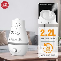 0.6 Gal LED Humidifier Cool Mist 2.2L Air Diffuser Purifier Lonizer Humi... - $26.99