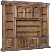 Entertainment Unit Cathedral Rustic Pecan Wood, Old World Moldings, Swedish Moss - £7,173.27 GBP