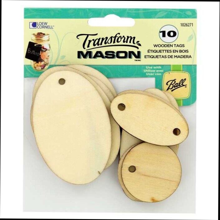 10 Wood Tags Hanging Round Transform Mason Canning Jar Wood labels Ball ... - $22.11