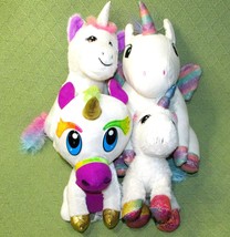 Rainbow Unicorn Plush Lot Of 4 Progressive Mira Hobby Lobby Classic Tom&#39;s Toy - £12.58 GBP