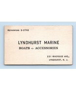 Lyndhurst Marine Boats and Accessories Vintage Business Card Lyndhurst N... - $8.86