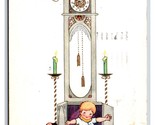 Art Deco Clock Baby Puppy A Happy New Year Whitney Made DB Postcard S4 - $3.51