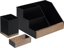 Hbcy Creations 3 Piece Black Metal Desk Organizer Set | Rustic Mail Orga... - $45.51