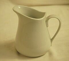 White Stoneware Syrup Pitcher Milk Creamer Country Kitchen Farmhouse - $19.79