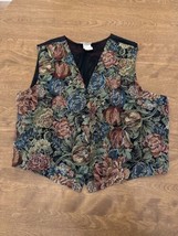 The Avenue Anxiety Vintage Embroidered Tapestry Floral Vest 1990’s Plus Sz 22/24 - £12.63 GBP