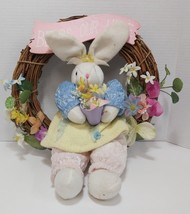 Vtg Bless Our Home Plush Rabbit Wreath Spring Easter 12&quot; - £16.97 GBP