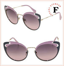 Miu Miu Noir MU57TS Cut Out Gold Pink Grey Cat Eye Metal Sunglasses 57T Women - £145.97 GBP