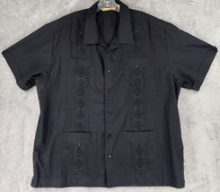 The Havanera Co Shirt Mens XXL Black Guayabera Casual Button Up Short Sl... - £23.34 GBP