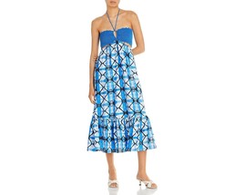 Aqua Women&#39;s Crochet Batik Halter Dress Blue XS B4HP $128 - £23.59 GBP