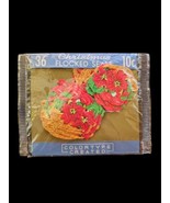 Vintage Flocked Sparkled Poinsettias Die Cut Gummed Christmas Holiday Se... - $22.98