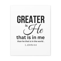  1 John 4:4 Greater is He Bible Verse Canvas Christian Wall Art  - £56.87 GBP+