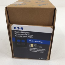 (6) Eaton PJ82BK-F-L Mid-Size Duplex Wallplates Black Polycarbonate 6 Pack - £10.26 GBP