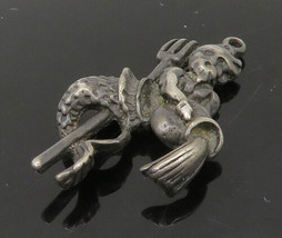 925 Sterling Silver - Vintage Oxidized Aquarius Symbol Zodiac Pendant - PT18652 - £27.94 GBP
