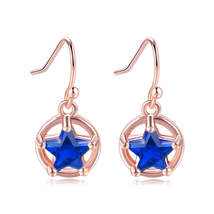 Blue Crystal &amp; 18K Rose Gold-Plated Star Circle Drop Earrings - £11.25 GBP
