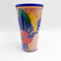 Starbucks Floral Peach Purple Tropical Hibiscus Flowers Cold Cup 16 oz N... - £12.58 GBP