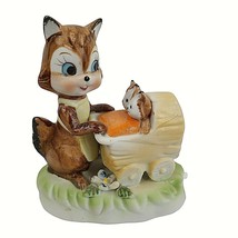 Vintage Chipmunk with Babies Carriage Figurine 4&quot; Wildlife Animal - £17.11 GBP