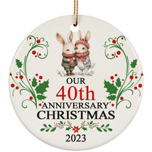 Our 40th Anniversary 2023 Ornament Gift 40 Years Christmas Cute Rabbit Couple - £11.78 GBP