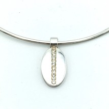 RALPH LAUREN LRL silver-plated neck collar choker necklace w/ rhinestone pendant - £18.04 GBP
