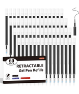 Retractable Gel Pen Refills, Shuttle Art 60 Pack Black Rollerball Gel In... - £13.92 GBP