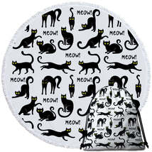 Pattern of Yellow Eyes Black Cats Round Beach Towel - $14.90+