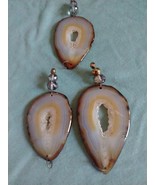 3 Agate Slice Crystal Pendant Quartz Geodes - $48.89 CAD