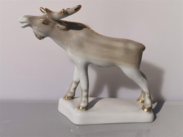 Vintage Soviet USSR Porcelain Figurine Deer Elk Polonne ZHK 70&#39;s - £37.08 GBP