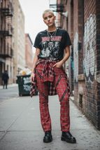 Y2K Super Low Fat Punk Red Plaid Pants Juniors Zippers Waist 25-26" XS - $59.40