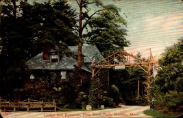 Vintage POSTCARD- Lodge And Entrance, Pine Bank Park, Malden, Mass BK56 - £4.15 GBP