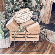 Decorative Wood Crate Christmas Sled (31”x12”x22”) Handcrafted - £321.52 GBP