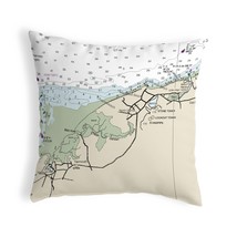 Betsy Drake Cape Cod - Dennis, MA Nautical Map Noncorded Indoor Outdoor Pillow - £42.63 GBP