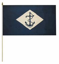U.S. Navy 1864-1959 USN Anchor Blue White 12x18 12&quot;x18&quot; Stick Flag Wood Staff - £23.17 GBP