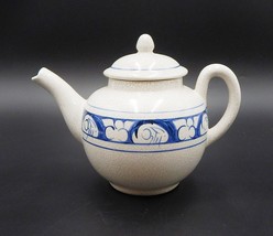 Dedham Pottery The Potting Shed Teapot Crackle Blue Bunny Rabbit Vintage - £41.66 GBP