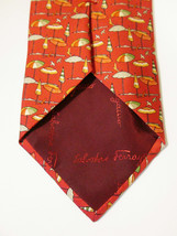 Salvatore Ferragamo Tie Beach Umbrella Seagull Print Summer Vacation 100% Silk - £40.08 GBP