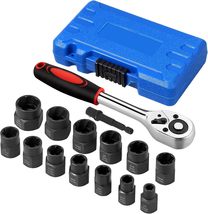 13Pcs 3/8&quot; Bolt Extractor Socket Set with Ratchet Wrench and Connecting Rod, - £16.50 GBP