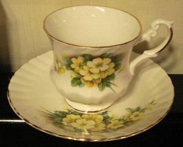 Royal Dover Porcelain Tea Cup Pottery Fine Bone China Yellow Flowers Vtg - £11.64 GBP