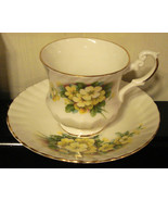 ROYAL DOVER Porcelain Tea Cup POTTERY FINE BONE CHINA Yellow Flowers VTG - £11.63 GBP