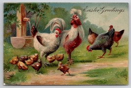 Easter Greeting Chickens Hen Rooster Chicks Postcard O25 - £4.67 GBP