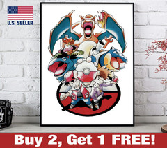 Pocket Monsters Poster 18&quot; x 24&quot; Print Classic Pokemon 90s Ken Sugimori Retro 5 - £10.60 GBP