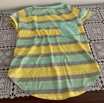 Vibrant Life Dog Button Down Striped Polo Shirt Yellow Green Medium Dapp... - £8.49 GBP