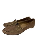 Donald J Pliner  9 M Metallic Bronze Gold Leather Slip On Flats Loafers - £39.43 GBP