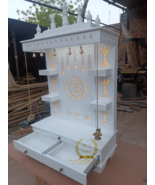 Teak Wood Temple White Colour Marbal Look Open Temple Home ART  - £1,329.07 GBP