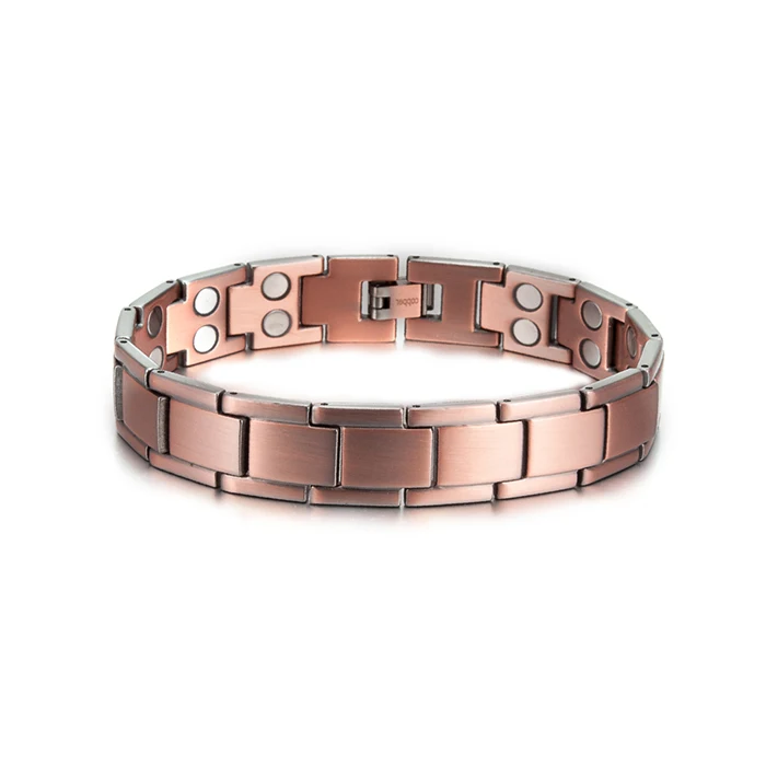 Pure Copper Magnetic Therapy Bracelet Male 14mm Arthritis Wrist Band Magnetic Br - £28.85 GBP