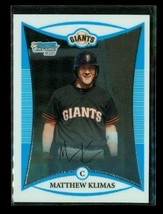 2008 Topps 1ST Bowman Chrome Baseball Card BCP89 Matthew Klimas Giants - £3.30 GBP
