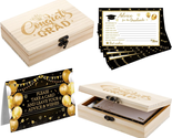 Graduation Party Advice Wishes Cards 52 Pcs with Wooden Card Holder Box ... - $26.05