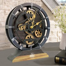 Desk Clock 10 Inch moving gears - convertible into a Wall clock (Vintage Black)  - £97.42 GBP