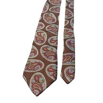 Mario Valentino Mens Brown Paisley Silk Tie Italian Silk Necktie - $12.59